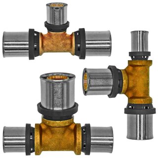 Press-Fitting für Mehrschichtverbundrohr > T-Stück reduzierend (i-i-i) Ø 20mm x 16mm x 20mm