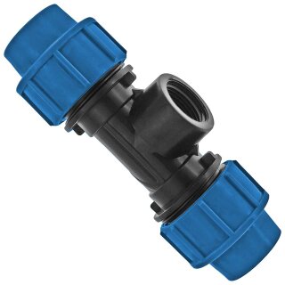 PP Klemmverbinder-Fitting für PE-Rohr > T-Stück mit Innengewinde (i-IG-i) 32mm x 1/2 Zoll