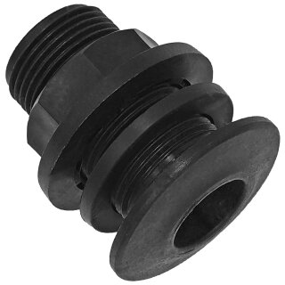 Gewinde-Fittings aus Kunststoff > 1/2 Zoll Gewinde-Fittings aus Kunststoff Tankdurchführung Loch Ø Tank=21mm AG=1/2 Zoll