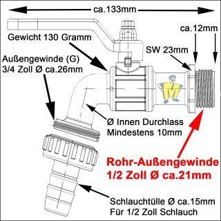 1/2" Schlauchtülle Ø ca.15mm