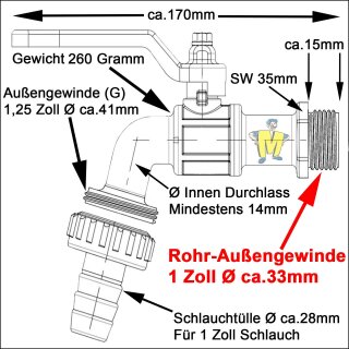 1" Schlauchtülle Ø ca.28mm